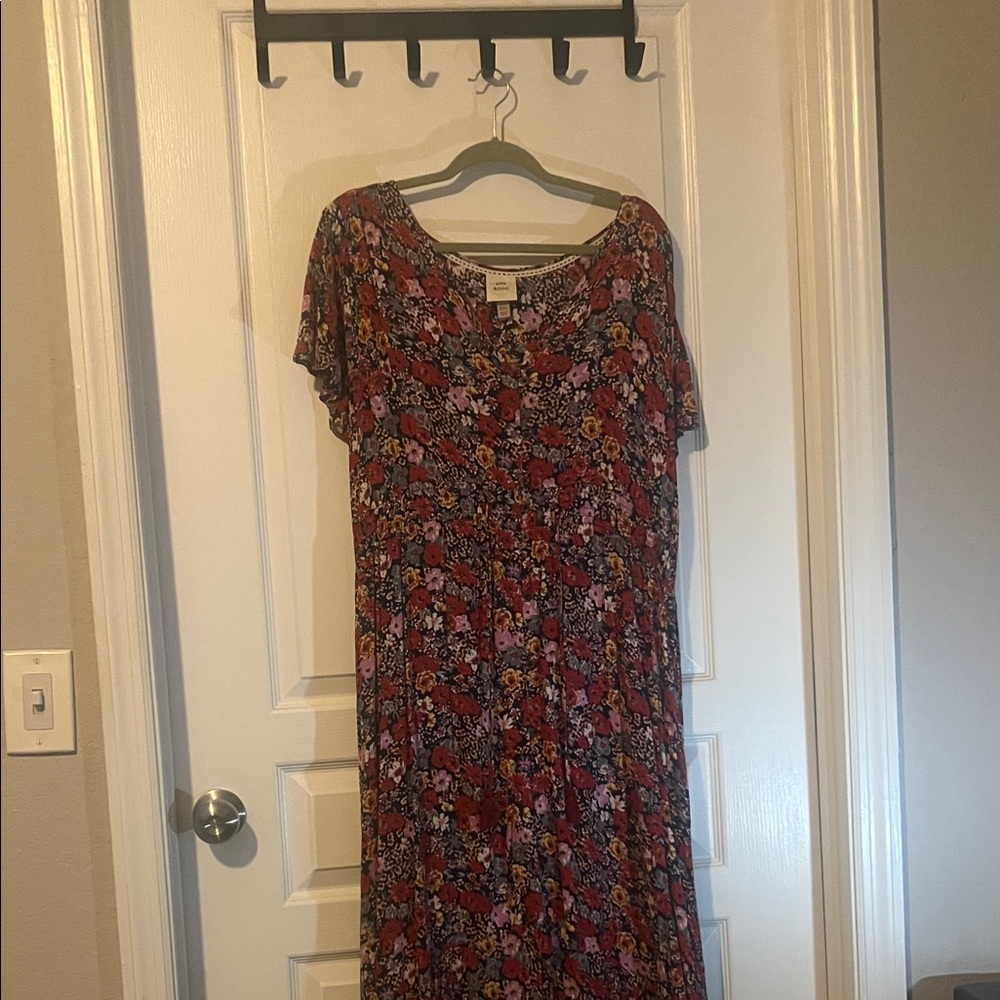 Knox Rose Red and Purple Floral Midi Dress